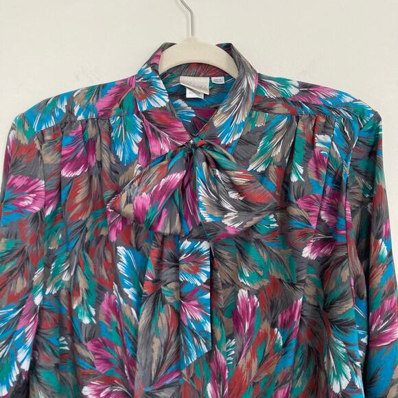 Vintage Pykettes Feather Blouse with Necktie - Picture 3 of 4